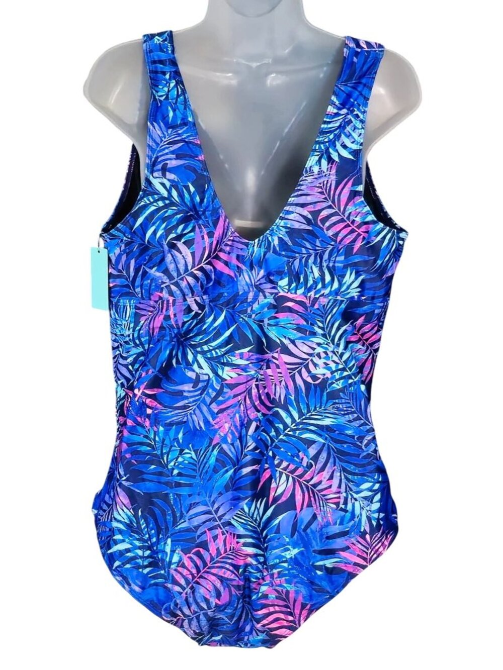 Plus Size Tropical Print One‑Piece Swimsuit 20W V‑Neck Lined Slimming - Picture 8 of 9